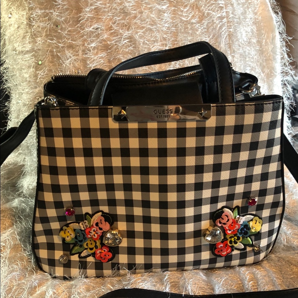 Guess Brittany Checker Small Society Satchel